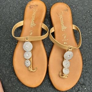 Toscanella Tan and Gold Women's Sandals